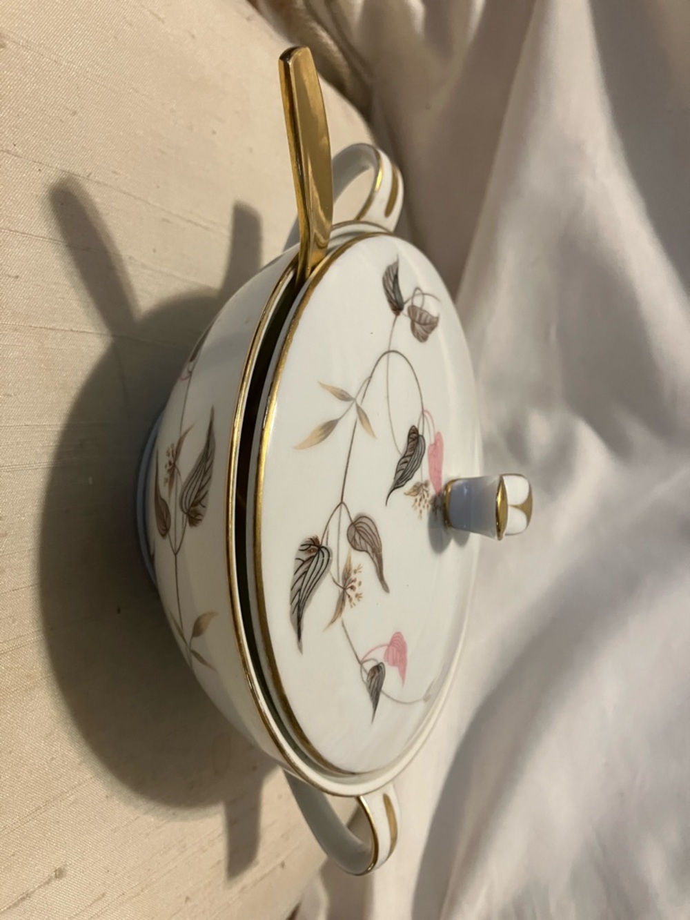 Vintage Noritake China covered  dish with cover n golden spoon